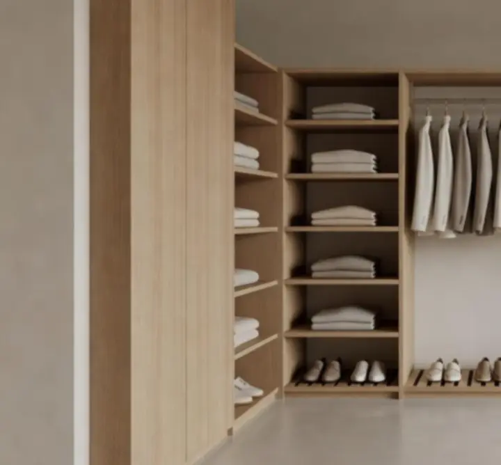 Minimal ve konforlu bir gardırop alanı