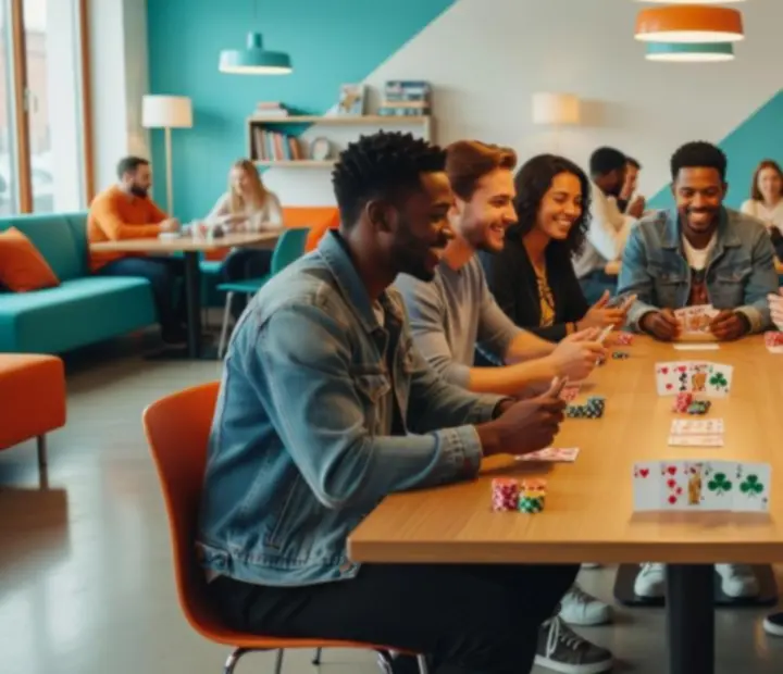 Gezellige bijeenkomst bij een Nederlandse kaartclub waar mensen samen kaarten