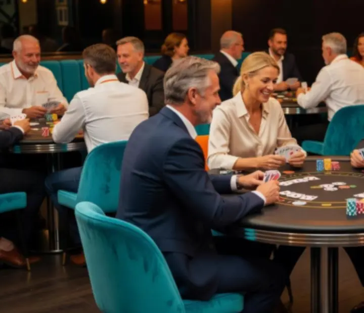 Sfeervolle avond met poker- en casino-style tafels in een Nederlandse venue